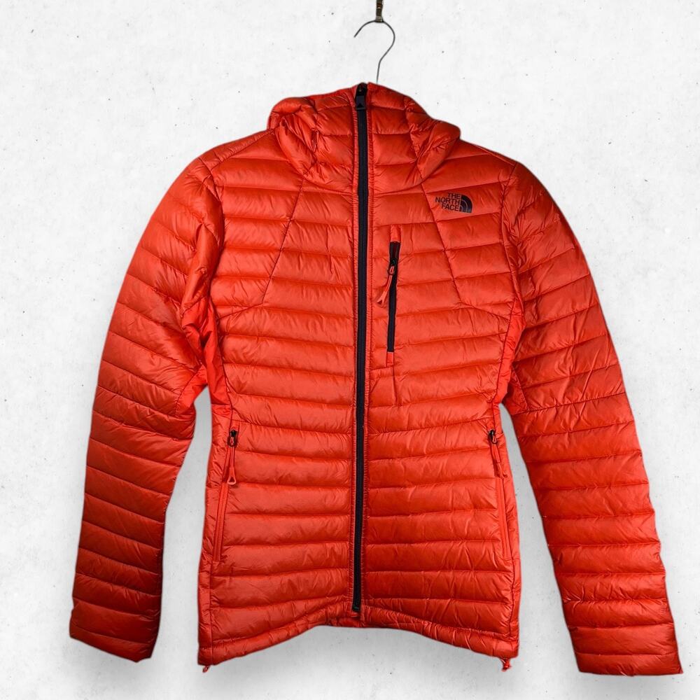 The North Face‎ Jacket Women's XS Goose Down Light Puffer Morph Hoodie Orange